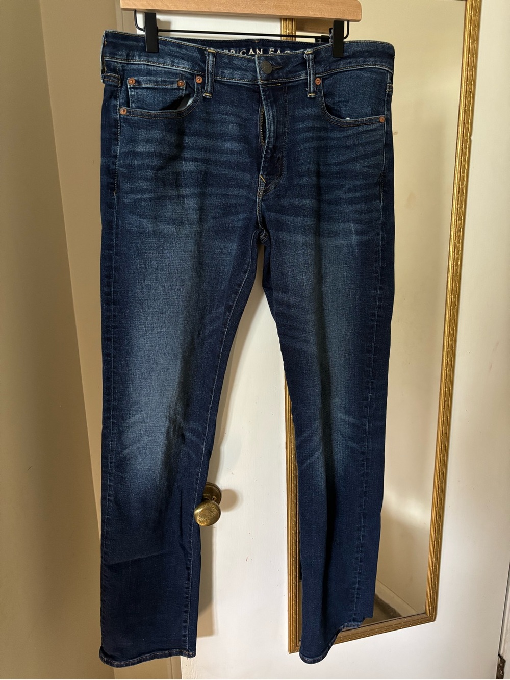 American Eagle Men's Original Straight Jeans 33x34 Dark Wash Indigo